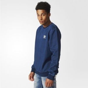 ADIDAS Originals French Terry Denim Crew Top Sweatshirt Blue Men’s Size S